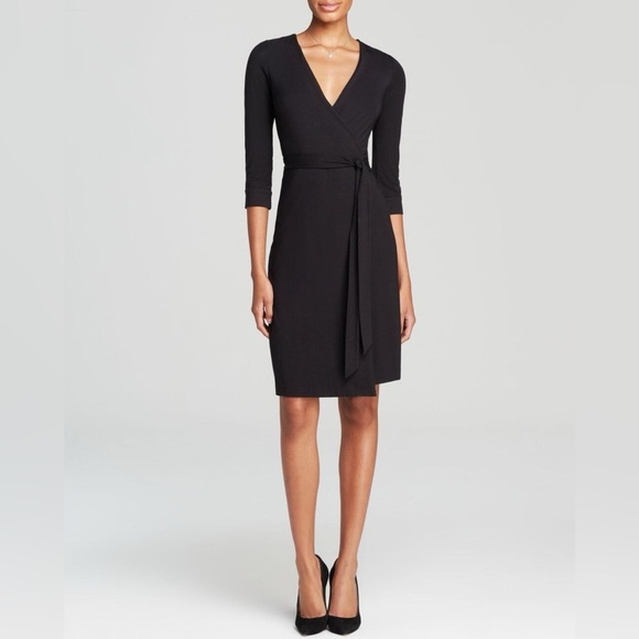Diane von Furstenberg DVF Julian wrap dress black 3/4 sleeve size 2 - Picture 1 of 8